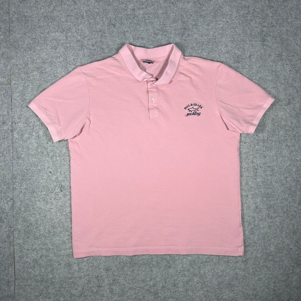 Paul & Shark Yachting Polo Shirt Mens Size Large L Pink Crew Short Sleeve Cotton